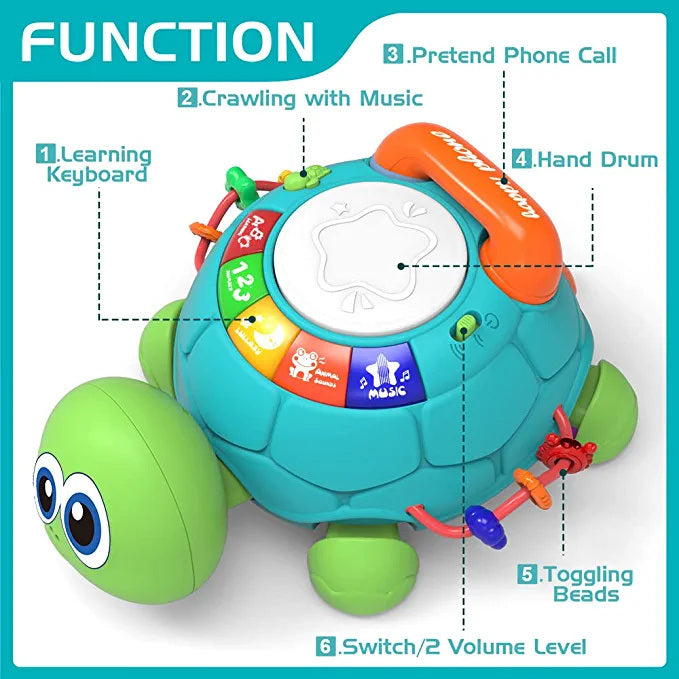 Baby Toys 6 to 12 Months;  Musical Turtle Crawling Baby Toys for 12-18 Months;  Early Learning Educational Toy with Light & Sound;  Birthday Toy for Infant Toddler Boy Girl 1-2 Year Old