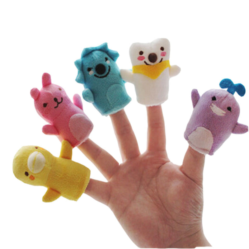 5Pcs Cute Animals Finger Puppets Soft Plush Story Telling Puppets for Kids 0-3Years