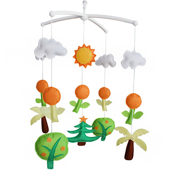 Baby Crib Mobile Sunshine Trees Flowers Handmade Musical Mobile Baby Shower Gift Nursery Decor