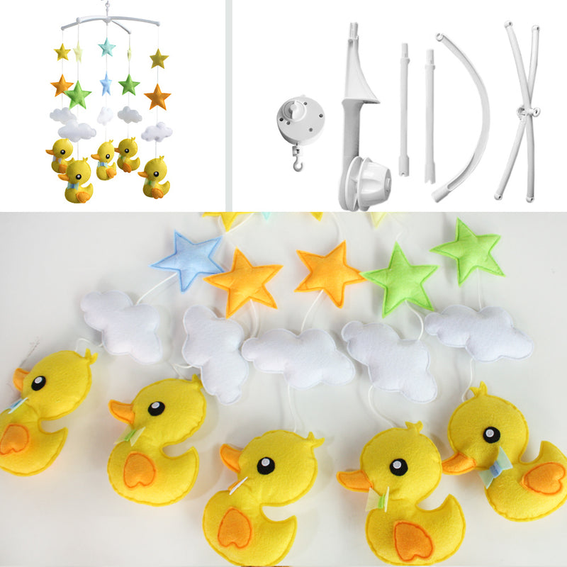 Yellow Ducks Handmade Baby Crib Mobile Boys Girls Musical Mobile Infant Nursery Hanging Toy