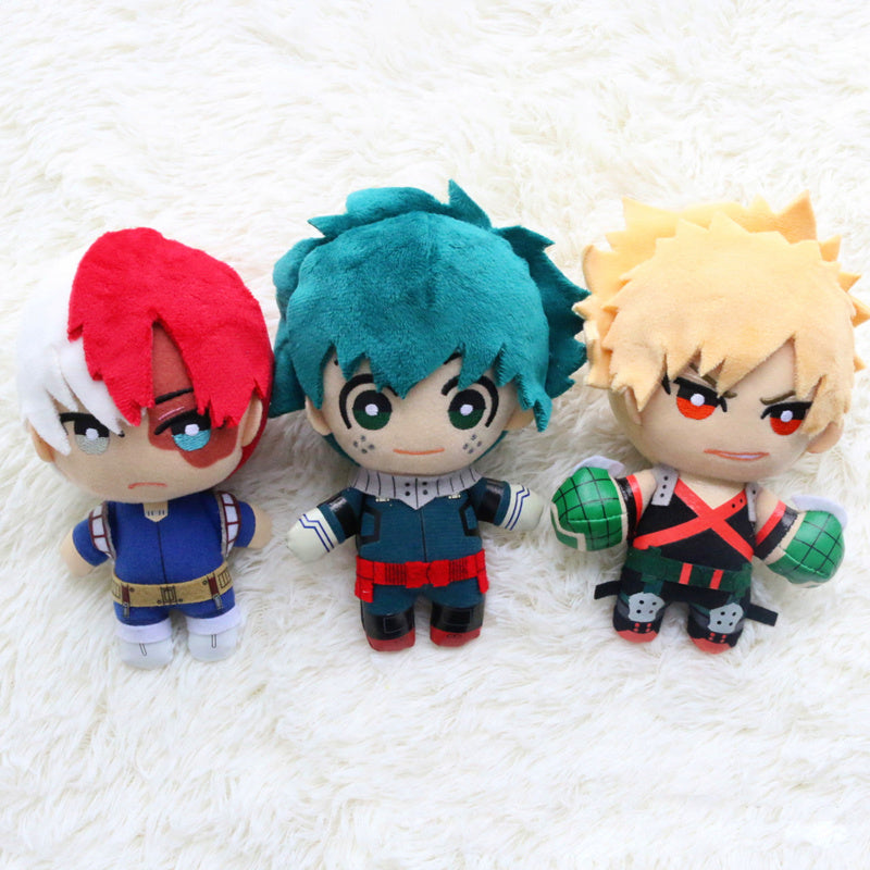 Japanese Anime My Hero Academia Izuku Midoriya Katsuki Bakugou Shouto Todoroki Plush Pendant Keychain Toy Soft Plush Doll Gift