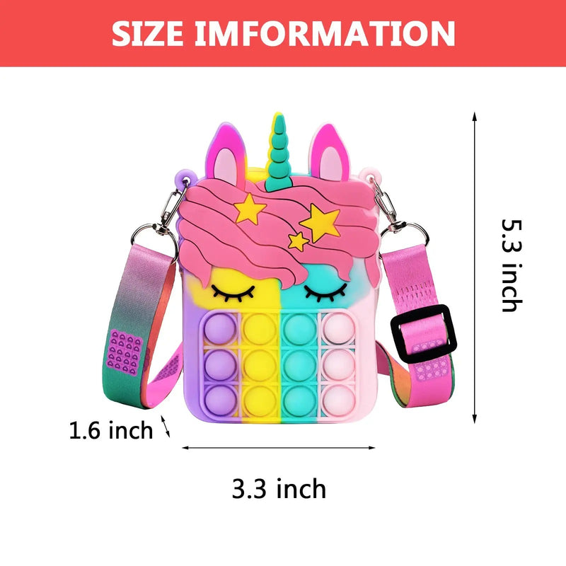 Girl And Women's Unicorn Pop Purse Pop Bag With Unicorn Pop Toy; Shoulder Bag Fidget Toys Pop Fidget Backpack