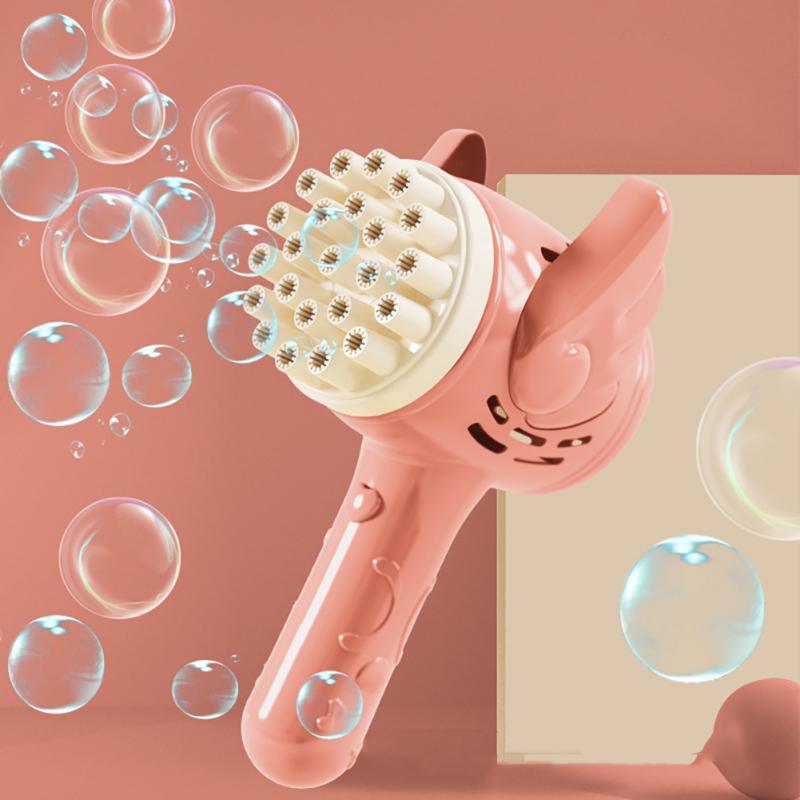 Bubble Hammer Gun Children Gift Toys Small Fan Soap Bubbles Gun Kids Toys 23 Hole Bubbles Machine Angel Bubble Gun Removable