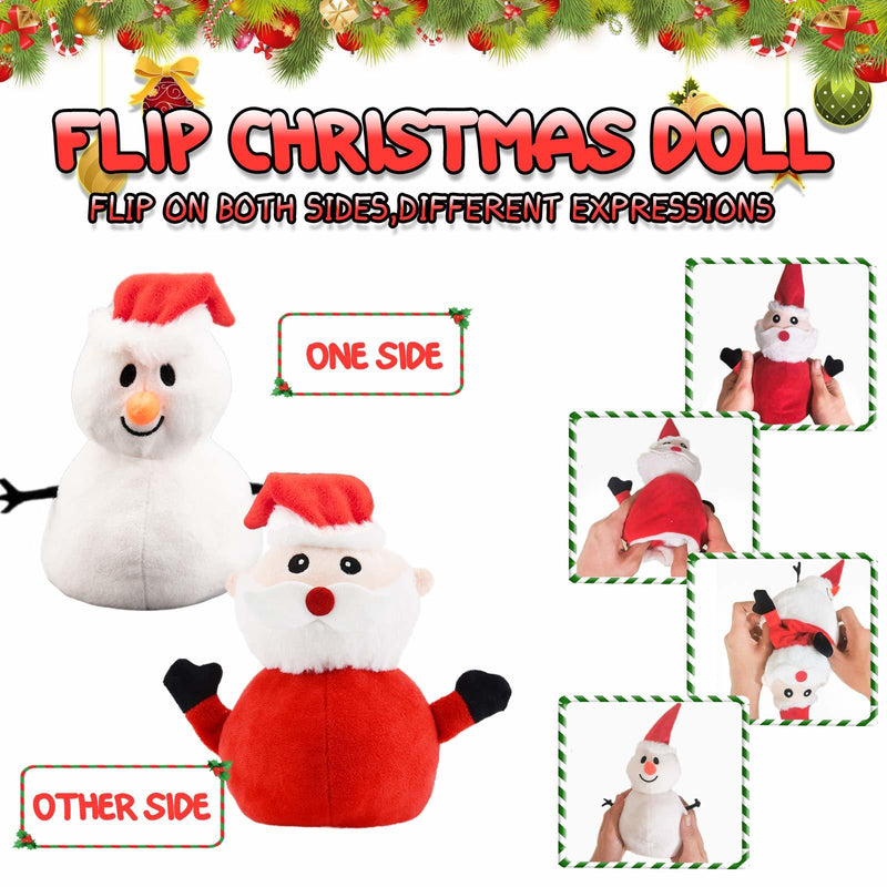 Santa Plush Snowman Plush Toy Reversible Christmas Santa Claus Double Side Stuffed Plushie Soft Doll New Year Birthday Gift for Kids RT