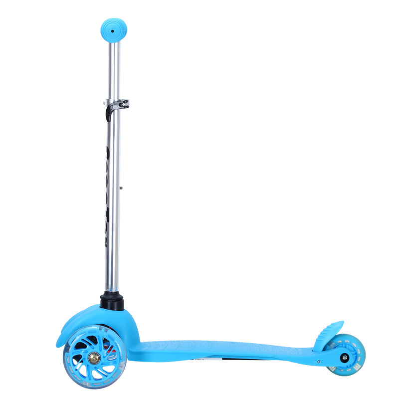 SimpleLux Kids Scooter - 4 Adjustable Height; Extra-Wide Deck with Brake &amp; 3 PU Flashing Wheels; Over 3 Years Old; Blue