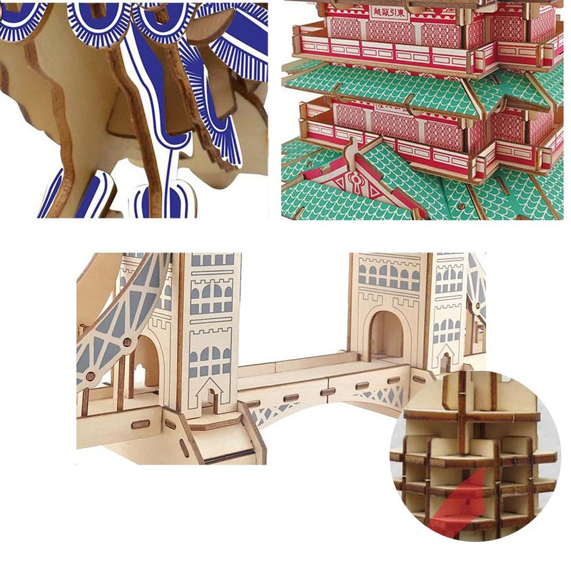 Chinese Dragon Boat Wooden 3D Model Puzzle Kids DIY Assembly Building Blocks