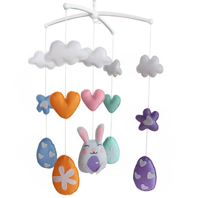 Easter Rabbit Eggs Baby Crib Mobile Infant Room Hanging Musical Mobile Crib Toy Nursery Decor for Girls Boys