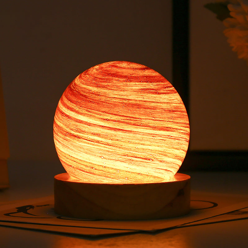 USB Fantasy Rainbow Planet Light Astronomical Ornaments Desktop Decorative Lights Art Crafts Wooden Case Gifts for Wedding Party