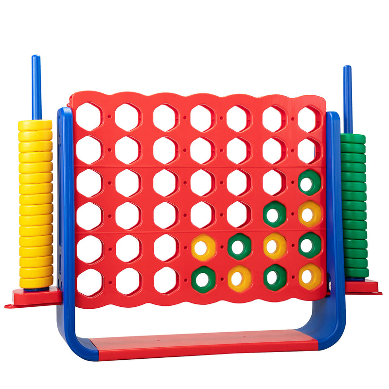 Jumbo 4-to-Score Game Set;  Giant Connect 4 with 42 Rings;  Indoor Outdoor Game Set for Kids and Adults