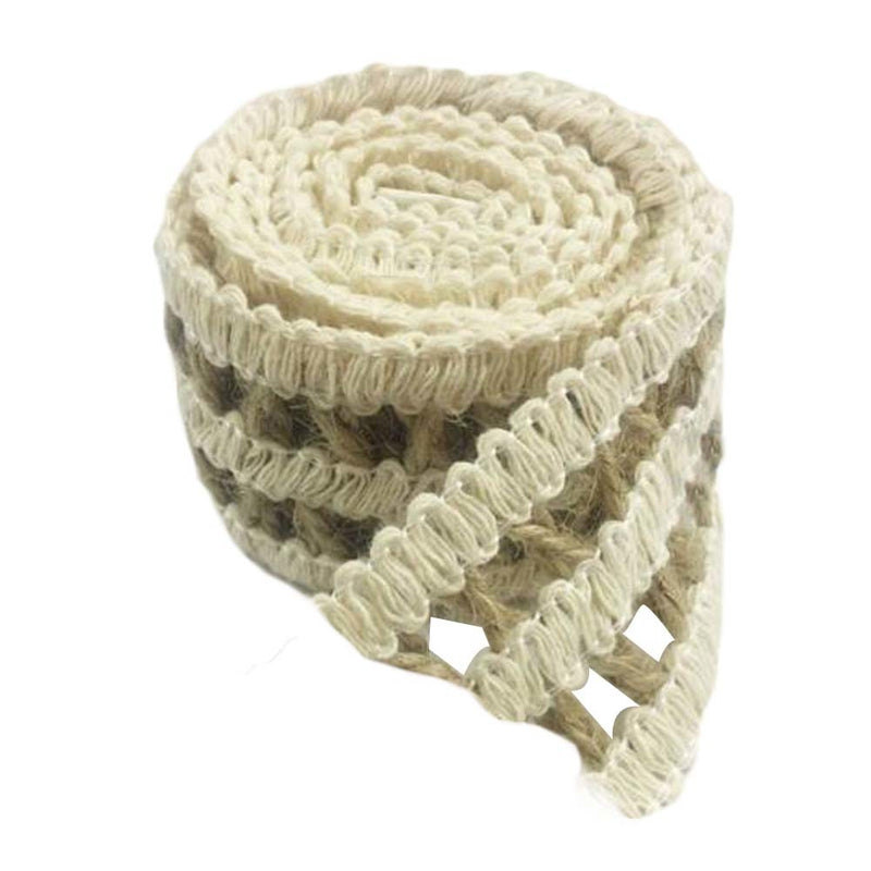 10 Yards Weaving Lace Trim Jute Burlap Ribbon for DIY Crafts Wedding Party Decor Gift-Wrapping, 40mm Wide