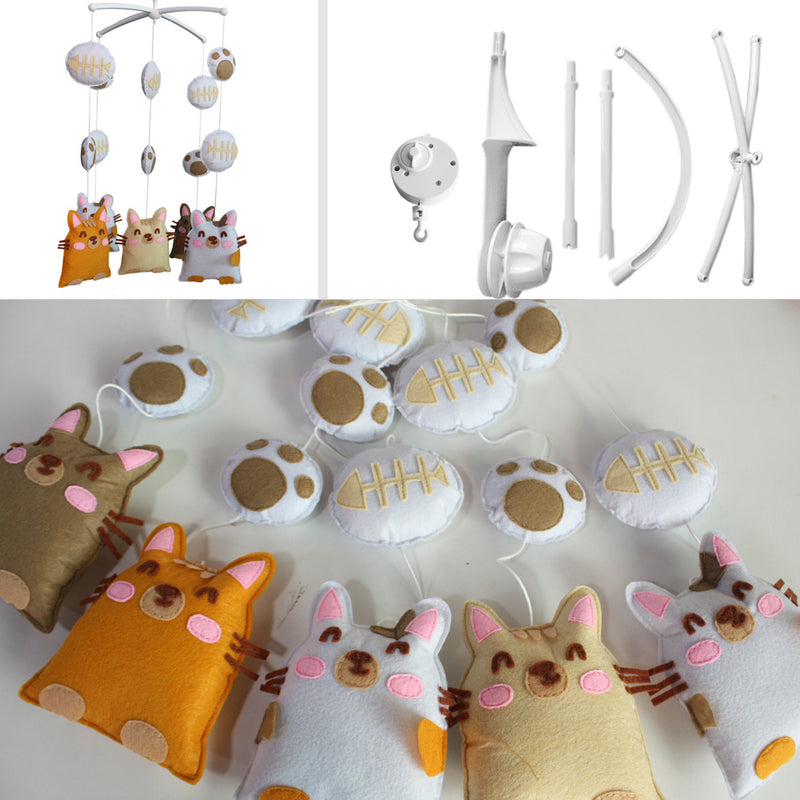 Handmade Baby Crib Mobile Baby Shower Gift Boys Girls Nursery Room Decor; Cute Cats