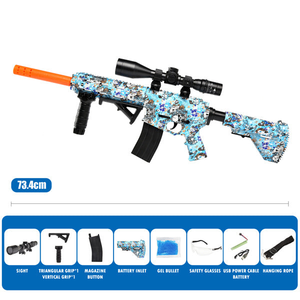 Splatter Ball Gun Gel Ball Blaster; NO for Nerf Guns EVA Bullet; Electric M416 with 11000 Non-Toxic; Eco-Friendly; Biodegradable Gellets; Outdoor Yard Activities Shooting Game(HKM416)