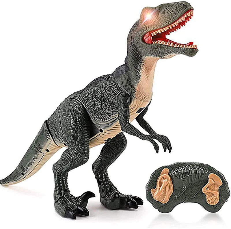 Remote Control R/C Walking Dinosaur Toy with Shaking Head; Light Up Eyes & Sounds (Velociraptor); Gift for kids Amazon Platform Banned