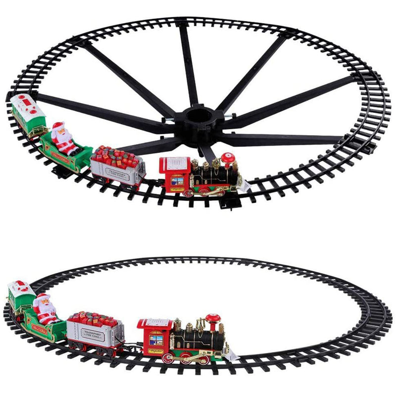 Electric Train Set Kid Toy Xmas Steam Train Kit Tree Surround Track Battery Operated