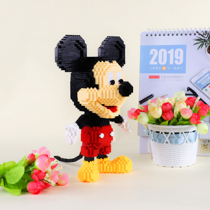 Disney Cartoon Mickey Mouse Building Block Puzzle Insert Small Particle Toy DIY Science And Education Assembly Toy Gift