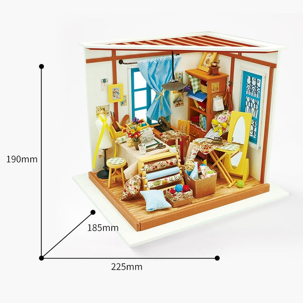 Robotime DIY Lisa Tailor shop with Furniture Children Adult Doll House Miniature Dollhouse Wooden Kits Toy DG101 5.0