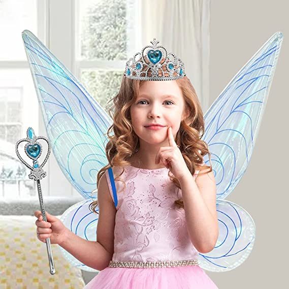 Angel wings headband fairy stick three-piece set; Fairy Wings Dress Up Sparkling Sheer Wings for Kids Girls Women