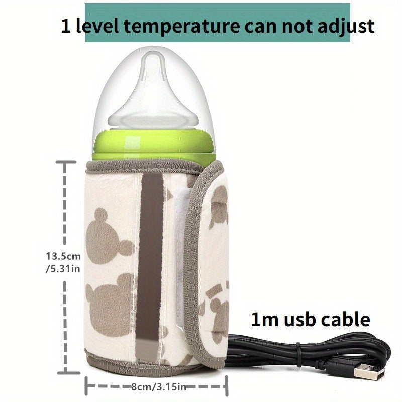 USB Cartoon Milk Warmers With Three Degrees Of Temperature Adjustment And Display; Portable Milk Bottle Insulation Sleeve At Home And Outdoors; Heated Constant Temperature Milk Bottle Sleeve