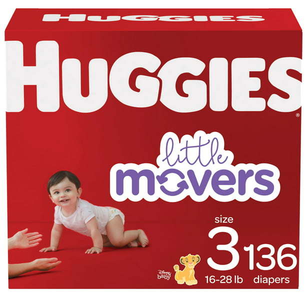 Huggies Little Movers Baby Diapers Size 3;  Count 136