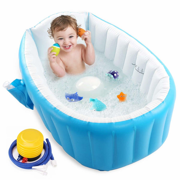 Baby Inflatable Bathtub; Portable Toddler Bathtub Baby Bath Tub Foldable Travel Tub with Air Pump