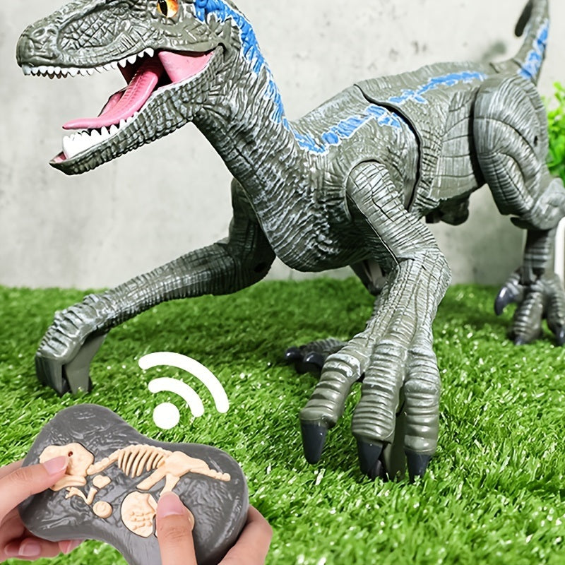 2.4G Remote Control Dinosaur Velociraptor Toy Electric Walking Dragon Toys; Gift Box Packaging For Boy; Children Christmas Gifts