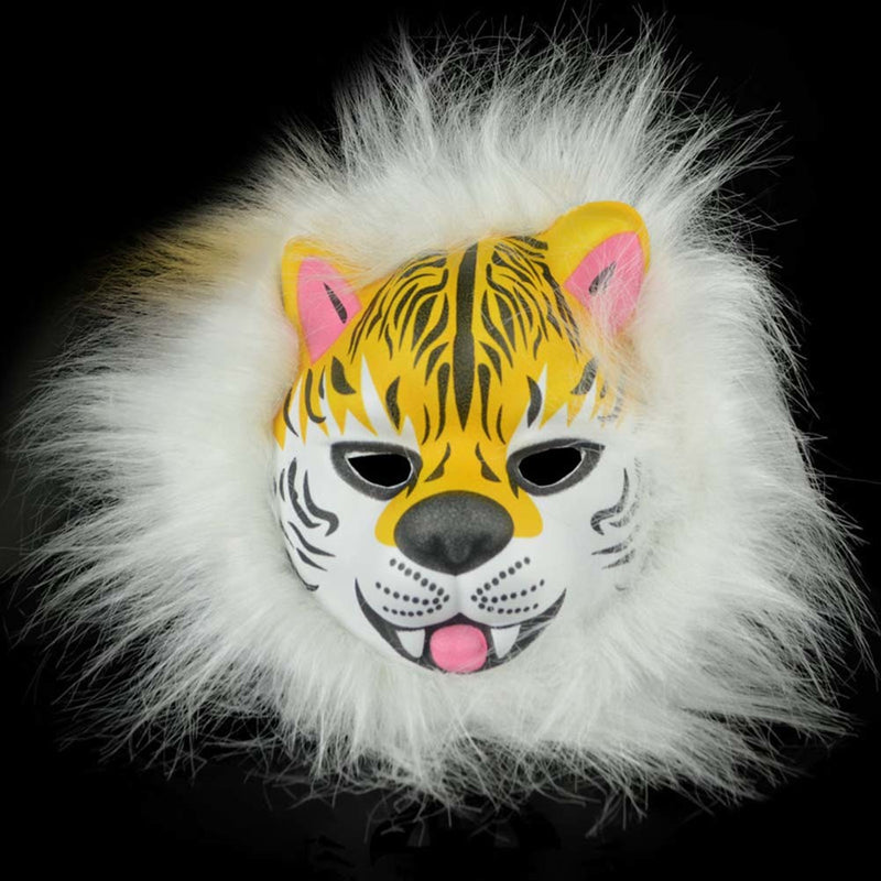 Funny White Tiger Mask Pretend Play Plastic Halloween Party Novelty Face Mask