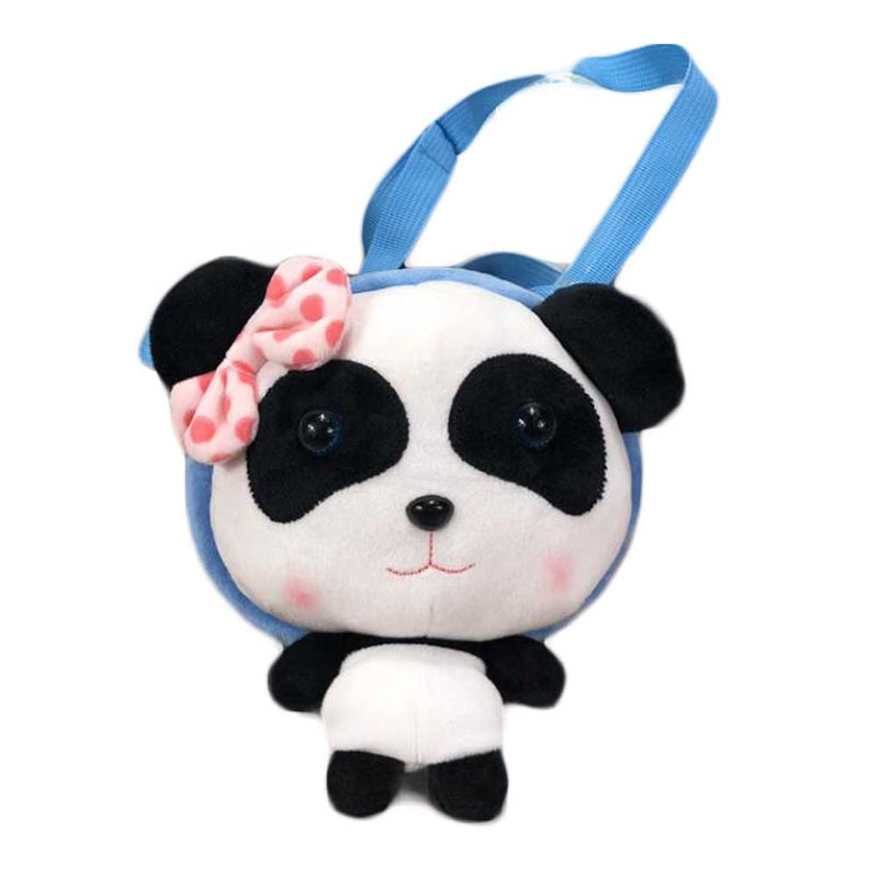 Blue Panda Doll Plush Kids Backpack Cute Crossbody Bag Snack Bag Go Out Decor Small Bag