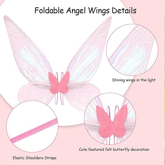 Angel wings headband fairy stick three-piece set; Fairy Wings Dress Up Sparkling Sheer Wings for Kids Girls Women