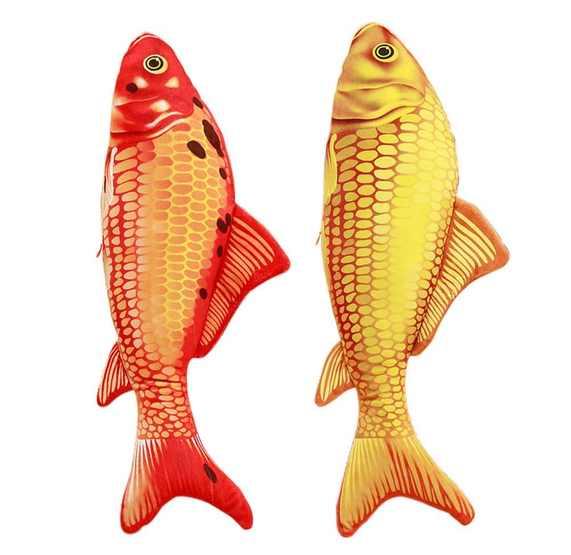 2 Pcs Simulation Carp Fish Plush Toy 30cm for Cats Toy or Sofa Decor, Red Gold Carp