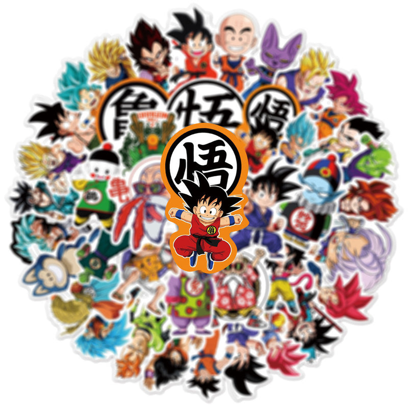 50 Japanese Anime Dragon Ball Graffiti Stickers PVC Waterproof Stickers Luggage Laptop Stickers