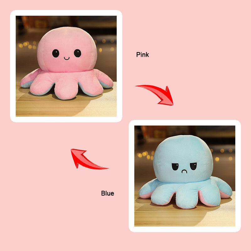 1piece Cute Flip Octopus Doll Double Face Flip Octopus Plush Toy Doll 7.48*3.93in