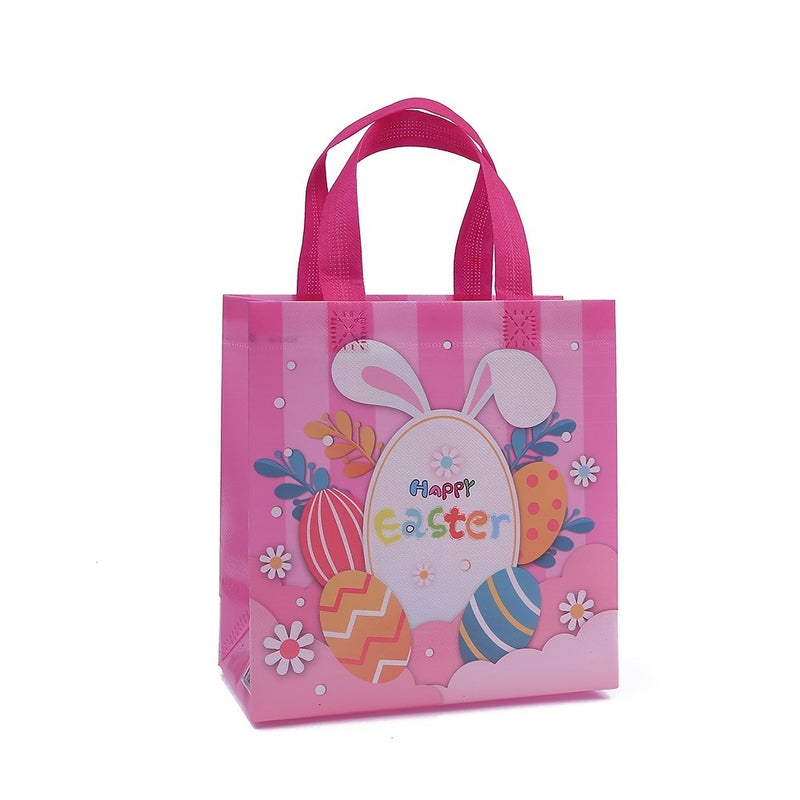 4pcs Easter Gift Tote Bags; Bunny Non Woven Goodie Treat Eggs Bags With Handles; For Easter Kids Party Favor And Egg Hunt; 9*8.7*4.3inch