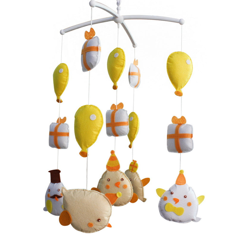 Cute Yellow Chicks Baby Crib Mobile Infant Room Hanging Musical Mobile Crib Toy Nursery Decor for Girls Boys