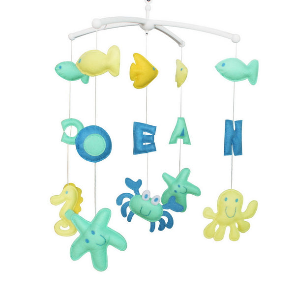 Handmade Cute Musical Mobile Hanging Kids Room Nursery Decor Baby Mobile for Crib; Yellow and Blue Ocean World