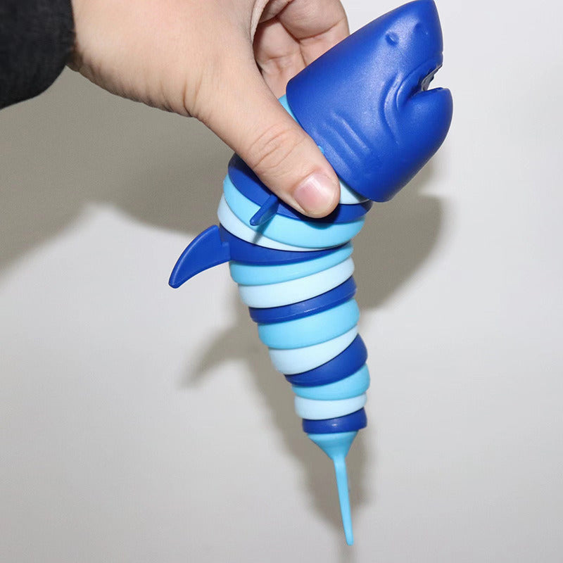 Fidget Slug Toy; 3D Articulated Stretch Shark Stress Reliever Hand Toy; Sensory Fidget Slug Toy For Adults And Kids; Pressure Relieving And Anti-Anxiety Office Desk Toy