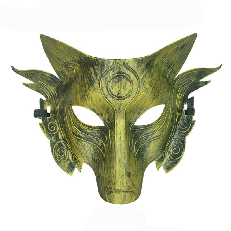 Golden Werewolf Mask Pretend Play Plastic Halloween Party Novelty Face Mask