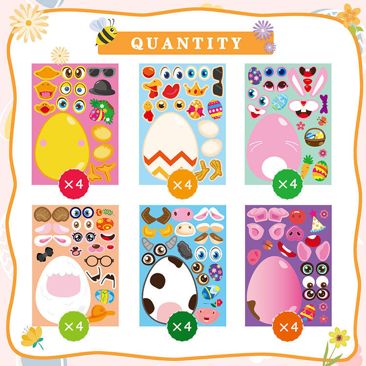 24pcs; Easter Eggs Diy Craft Stickers Easter Puzzle Party Game Stickers; Easter Ornaments; Easter Decorations; Easter Gift; Holiday Decorations; Room Decor; Scene Decor; Easter Basket Stuffers