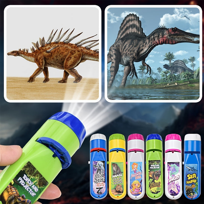 Projection Flashlight; Children Projector Light; Cute Cartoon Dinosaur Animal Space Night Photo Light; Bedtime Learning Fun Toys