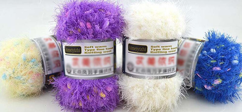 Set of 3 Knitted Color Hairball Yarns Hand-woven Scarf Soft Yarns, Purple