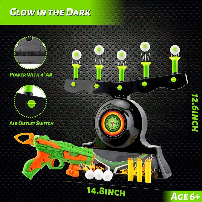 Shooting Targets for Nerf Guns Shooting Game Glow in The Dark Floating Ball Target Practice Toys for Kids Boys Hover Shot 1 Blaster Toy Gun 10 Soft Foam Balls 3 Darts Gift