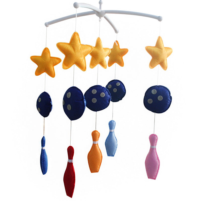 Handmade Bowling Baby Crib Mobile Nursery Room Decor Musical Mobile Crib Toy for Girls Boys