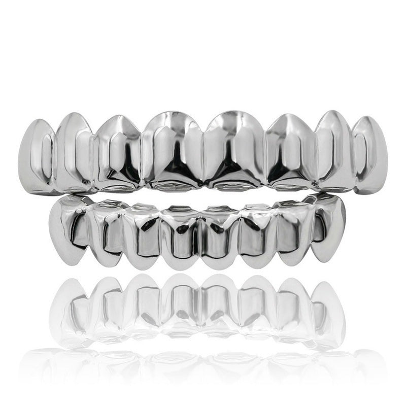 New Unisex 18K Hip Hop Teeth Grill Set; Top Bottom Mouth Teeth Grills Fashion Removable Dental Grills Jewelry ROC