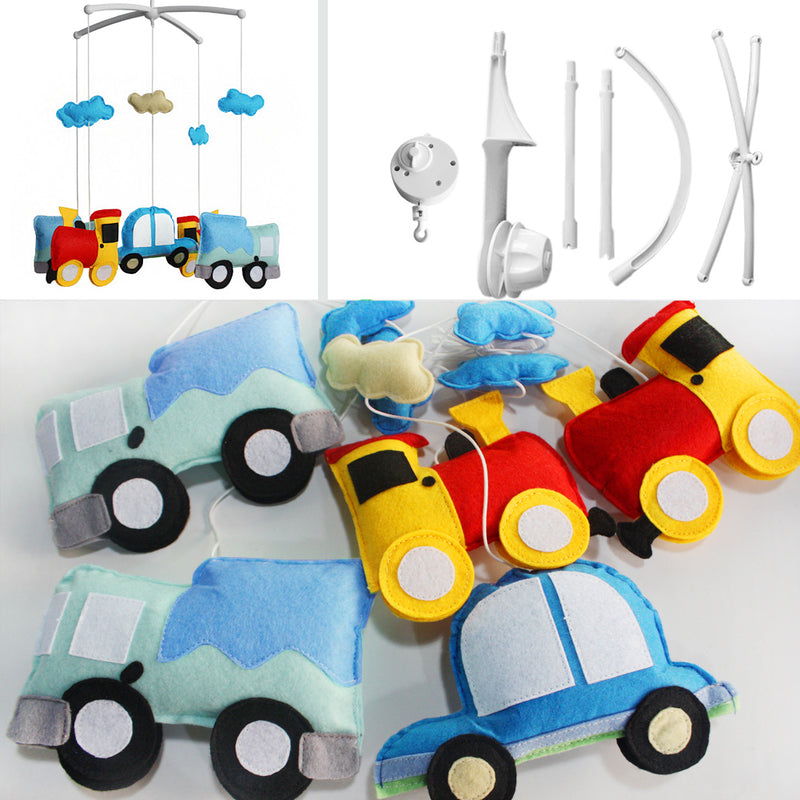 Blue Car Red Train Truck Handmade Infant Baby Musical Crib Mobile Gift Boys Girls Nursery Room Decor