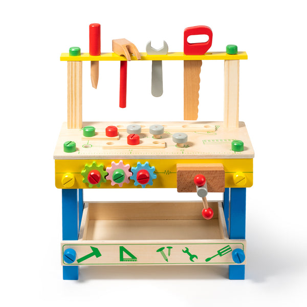 Wooden Play Tool Workbench Set for Kids Toddlers