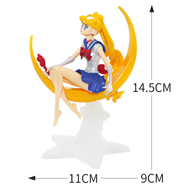 Sailor Moon Decoration Moon Warrior Cartoon Doll Scene Water Ice Moon Doll Sailor Moon Doll PVC Collectible Toy