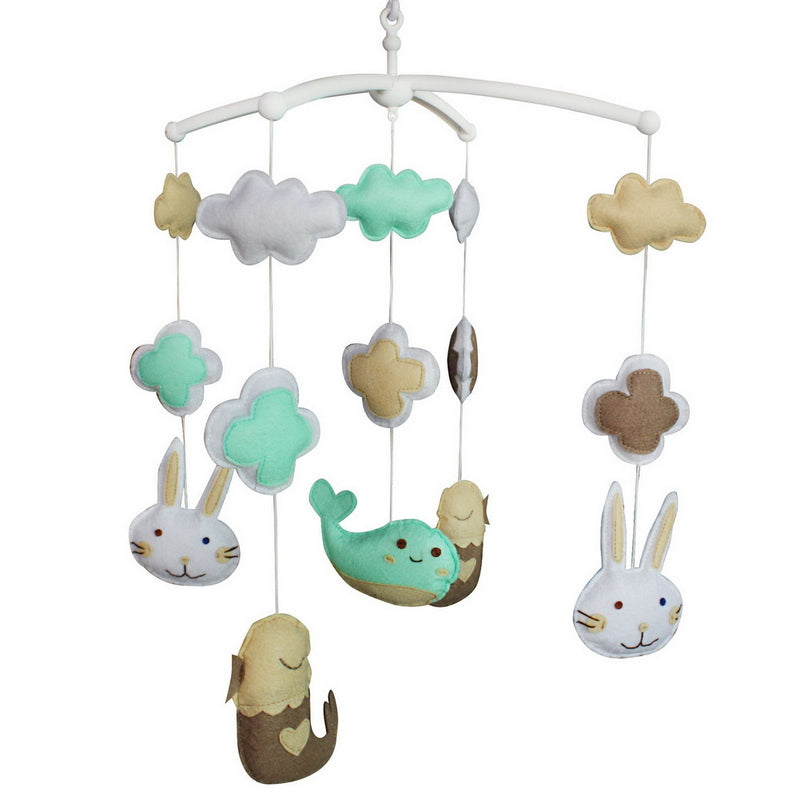 Rabbit Birds Whale Handmade Baby Musical Crib Mobile Nursery Mobile Hanging Toy for Boys Girls