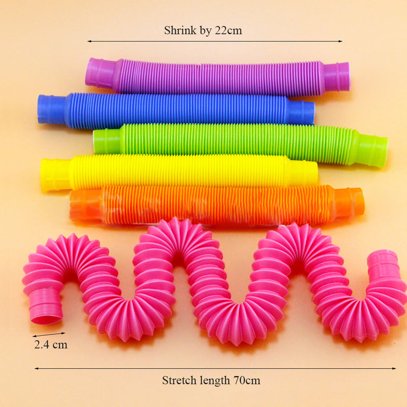 1pc Fidget Toys Creative Magical Toy Colorful Circle Funny Toys Folding Plastic Pop Tube Coil Children'S Development Educational