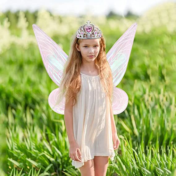 Angel wings headband fairy stick three-piece set; Fairy Wings Dress Up Sparkling Sheer Wings for Kids Girls Women