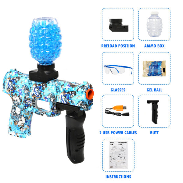 Gel Ball Blaster Toy Guns; Electric Splatter Ball Gun; with 11000 Non-Toxic; Eco-Friendly; Biodegradable Gellets; Kid Outdoor Yard Activities Shooting Game