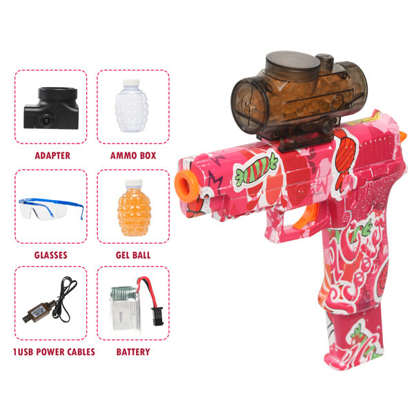 Electric Gel Ball Blaster Toy Guns; Full Auto Splatter Ball Blasters with 11000 Water Bead Rechargeable Battery Powered; Shoot Up to 65 Ft; Gel Ball Blaster for Boys & Girls